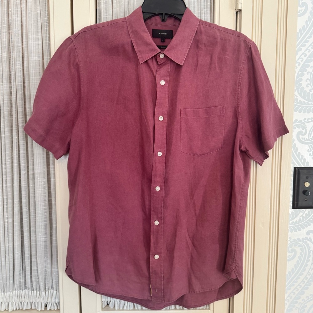 Vince Men's Short Sleeve Shirt - Burgundy